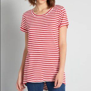 Modcloth Red and White Striped Tunic Length Top Size Medium